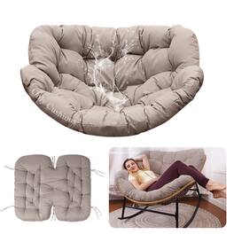 Chateau Abodes - Outdoor Rocking Chair Cushion, Waterproof Wicker Egg Chair Replacement Pad, Thick Papasan Seat Cushion with Ties - Khaki