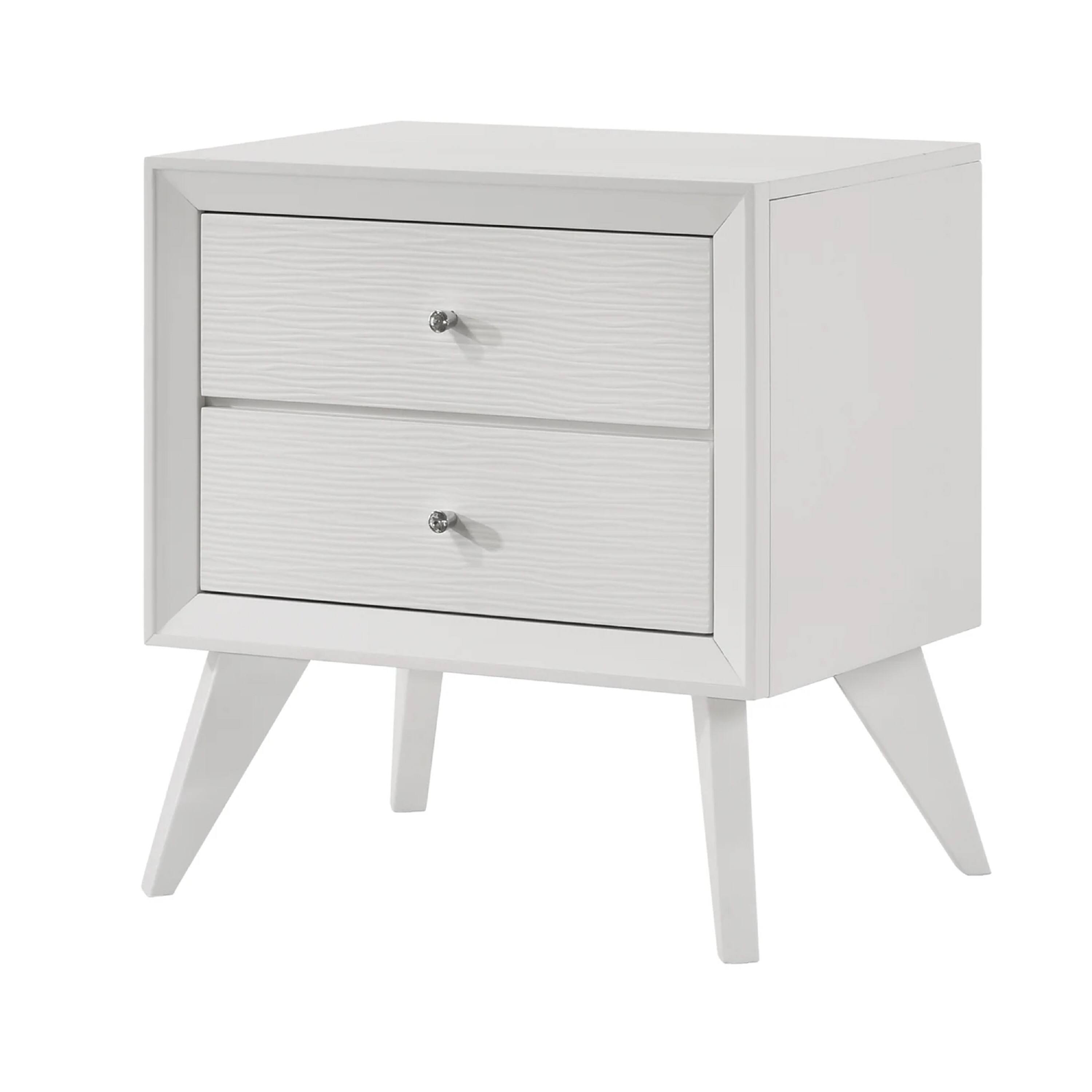 Front. Manhattan Lane - Tory Nightstand, 2 Drawers, Solid Wood, Round Knobs - White, Bronze.