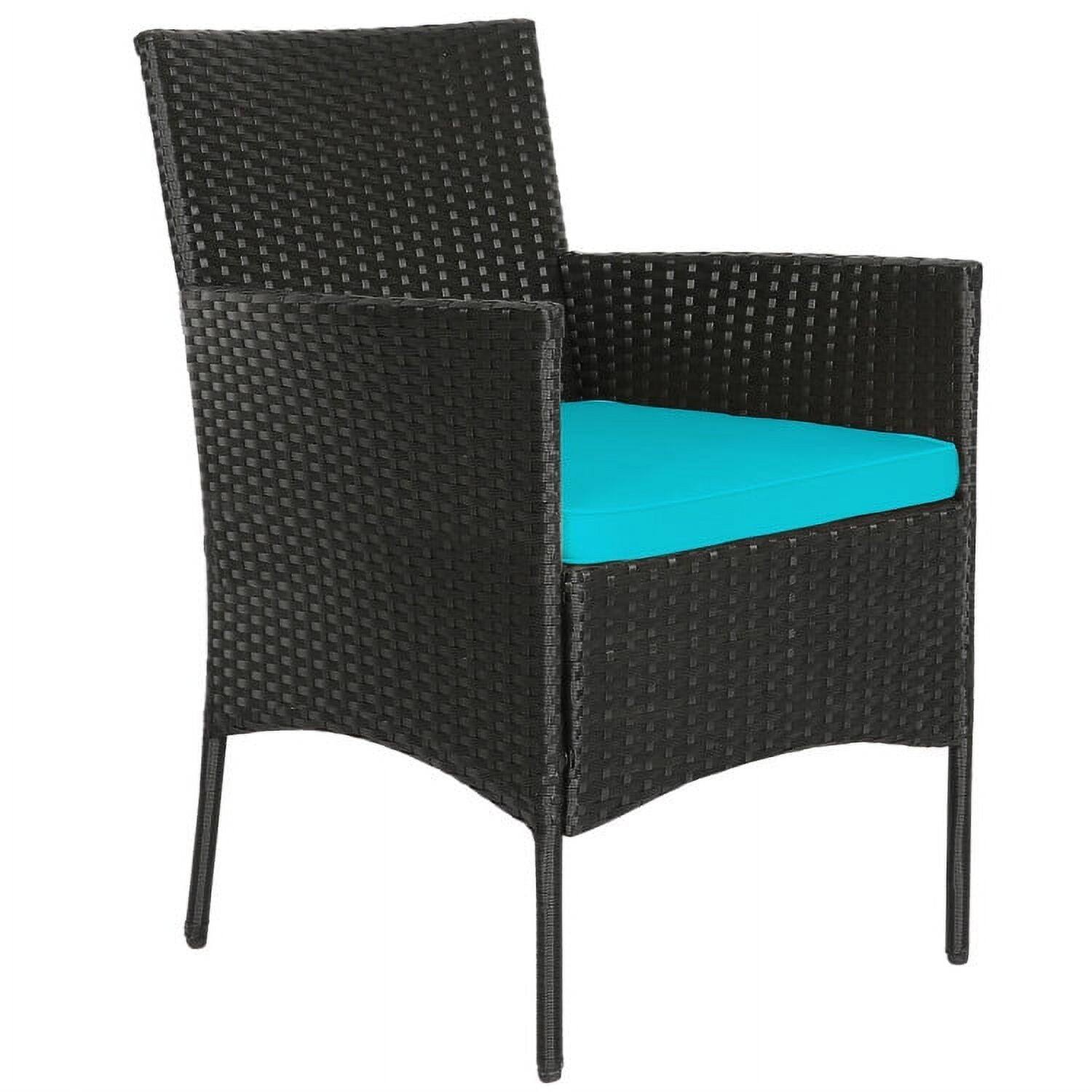 Alt View 4. Kadyn - 4 Patio Rattan Cushioned Sofa Furniture Set, Outdoor Furniture Garden Conversation Sets with Coffee, Turquoise - Blue.