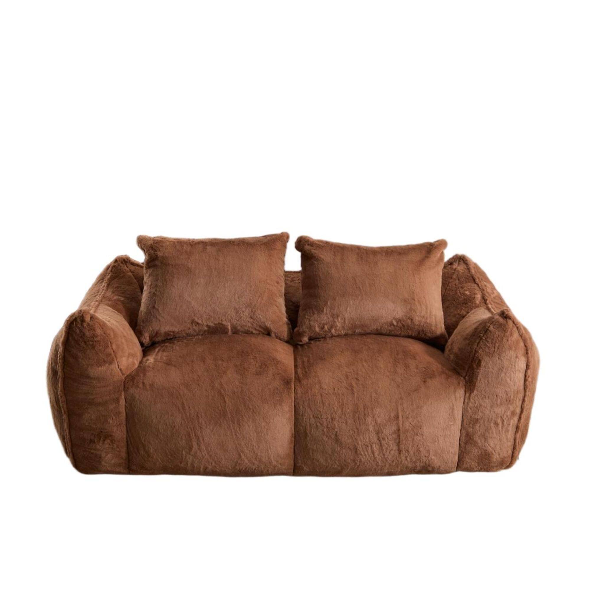 Alt View 6. Boyel Living - Oversized 2-Person Foam-Filled Bean Bag Sofa with Pillows - Brown.