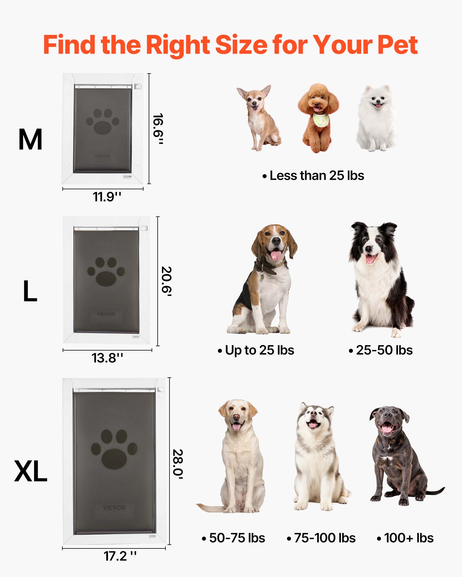 Find the Right Size for Your Pet

M
16.6" x 11.9"
Less than 25 lbs

L
20.6" x 13.8"
Up to 25 lbs
25-50 lbs

XL
28.0" x 17.2"
50-75 lbs
75-100 lbs
100+ lbs
