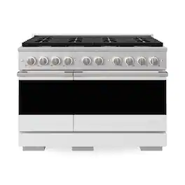 ZLINE - 48 in. 6.7 cu. ft. Marino Dual Fuel Freestanding Range with 6 Gas Burners in Satin Stainless Steel & White Matte Doors - Satin Stainless Steel