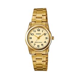 Casio - Women’s Stainless Steel Watch With Champagne Face - LTP-V001G-9B - Gold