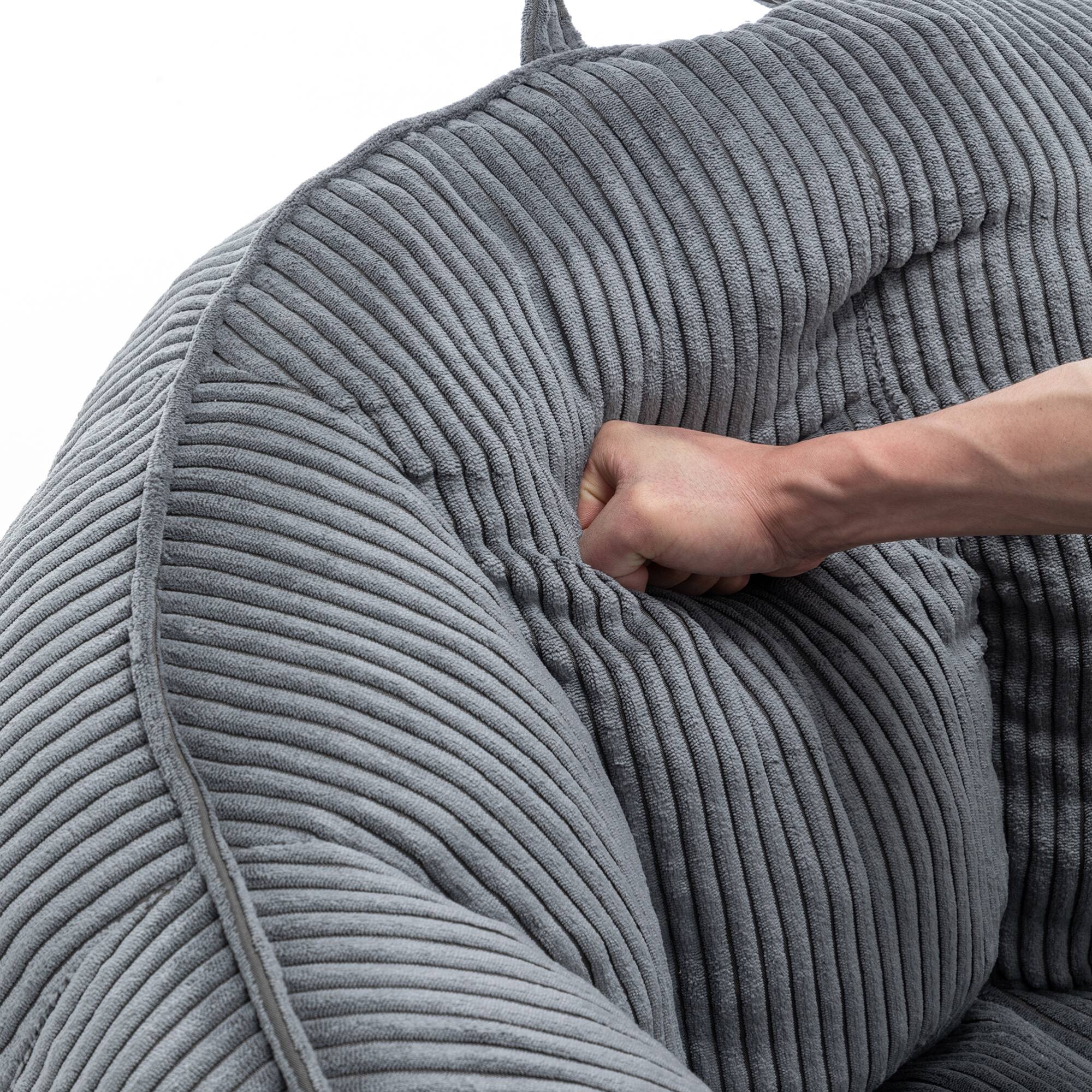 Alt View 7. GOODSILO - Large Corduroy Bean Bag Sofa Chair with Armrests for Living Room and Bedroom Comfort - Dark Gray.