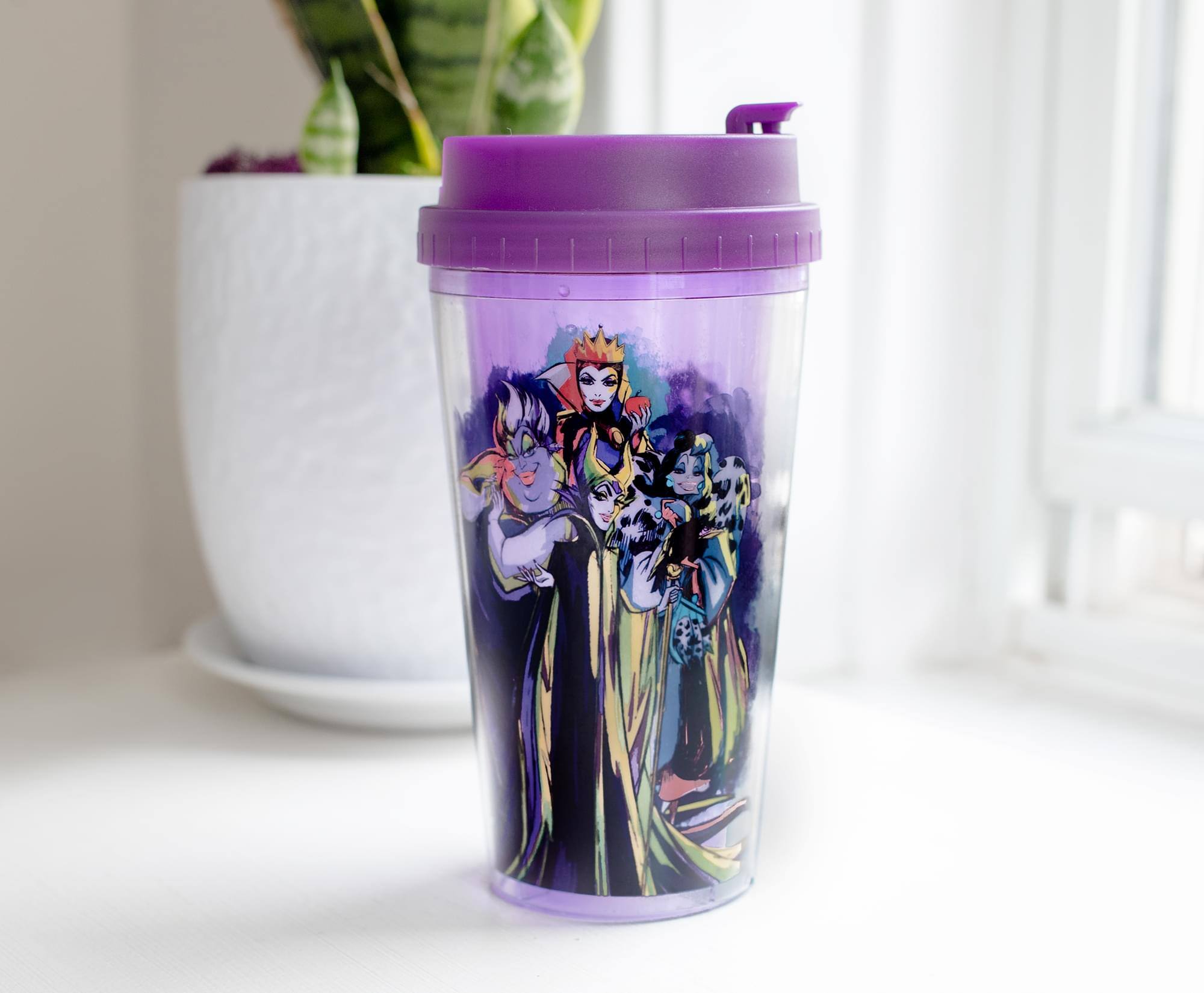 Alt View 3. Silver Buffalo - Disney Villains "Bad Vibes Only" Double-Walled Plastic Tumbler | Holds 16 Ounces - Purple.