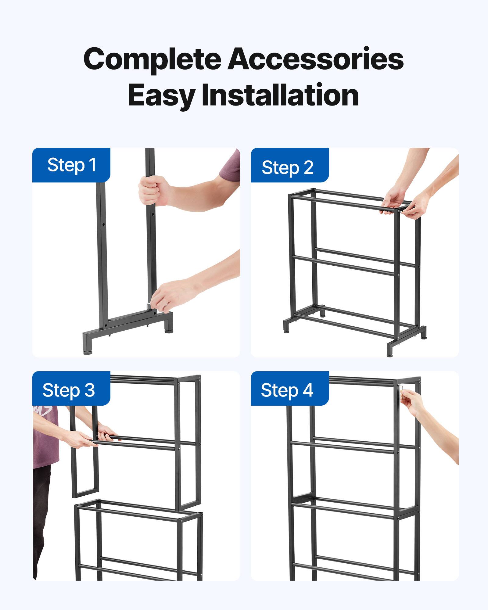 Complete Accessories  
Easy Installation  

Step 1  
Step 2  
Step 3  
Step 4