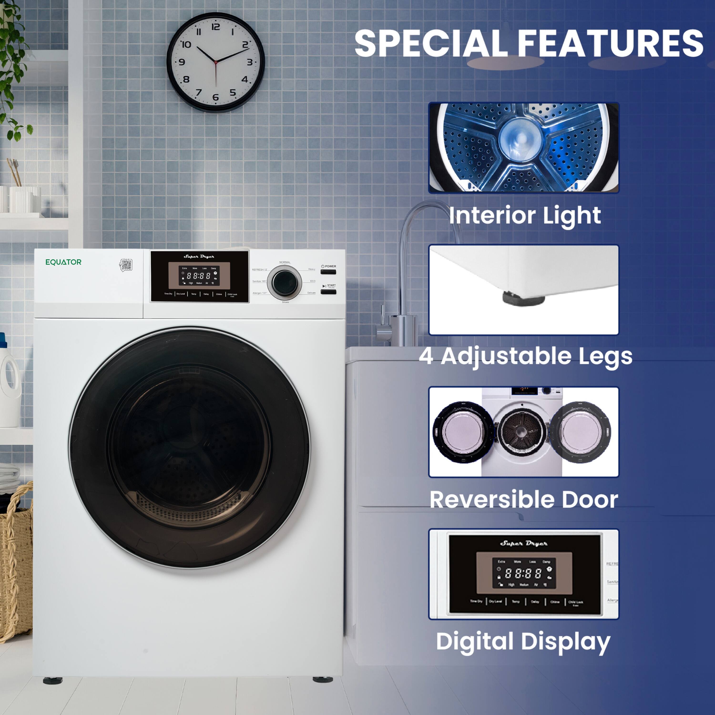 SPECIAL FEATURES

- Interior Light
- 4 Adjustable Legs
- Reversible Door
- Digital Display