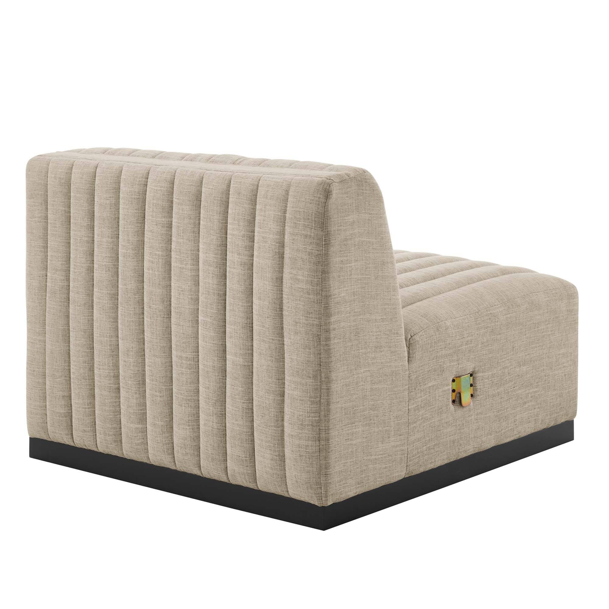 Back. Modway - Conjure Channel Tufted Upholstered Fabric Armless Chair by Modway - Black Beige.