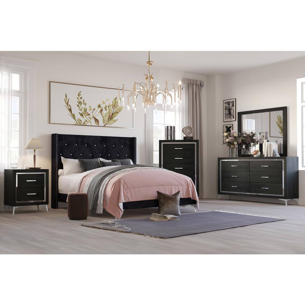 Alt View 1. New Classic Furniture - Huxley Nightstand-Black - Black.