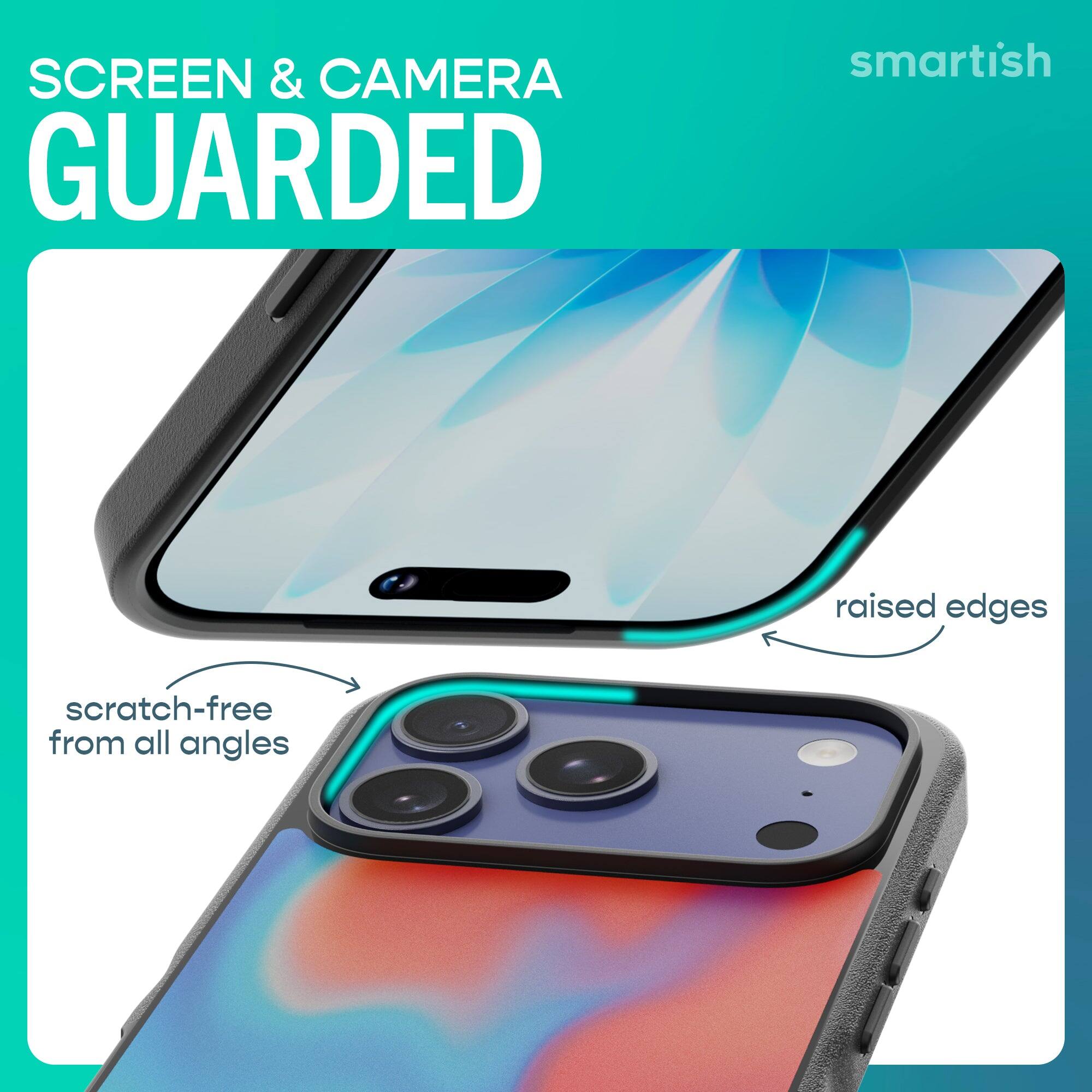 SCREEN & CAMERA GUARDED

smartish

raised edges

scratch-free from all angles