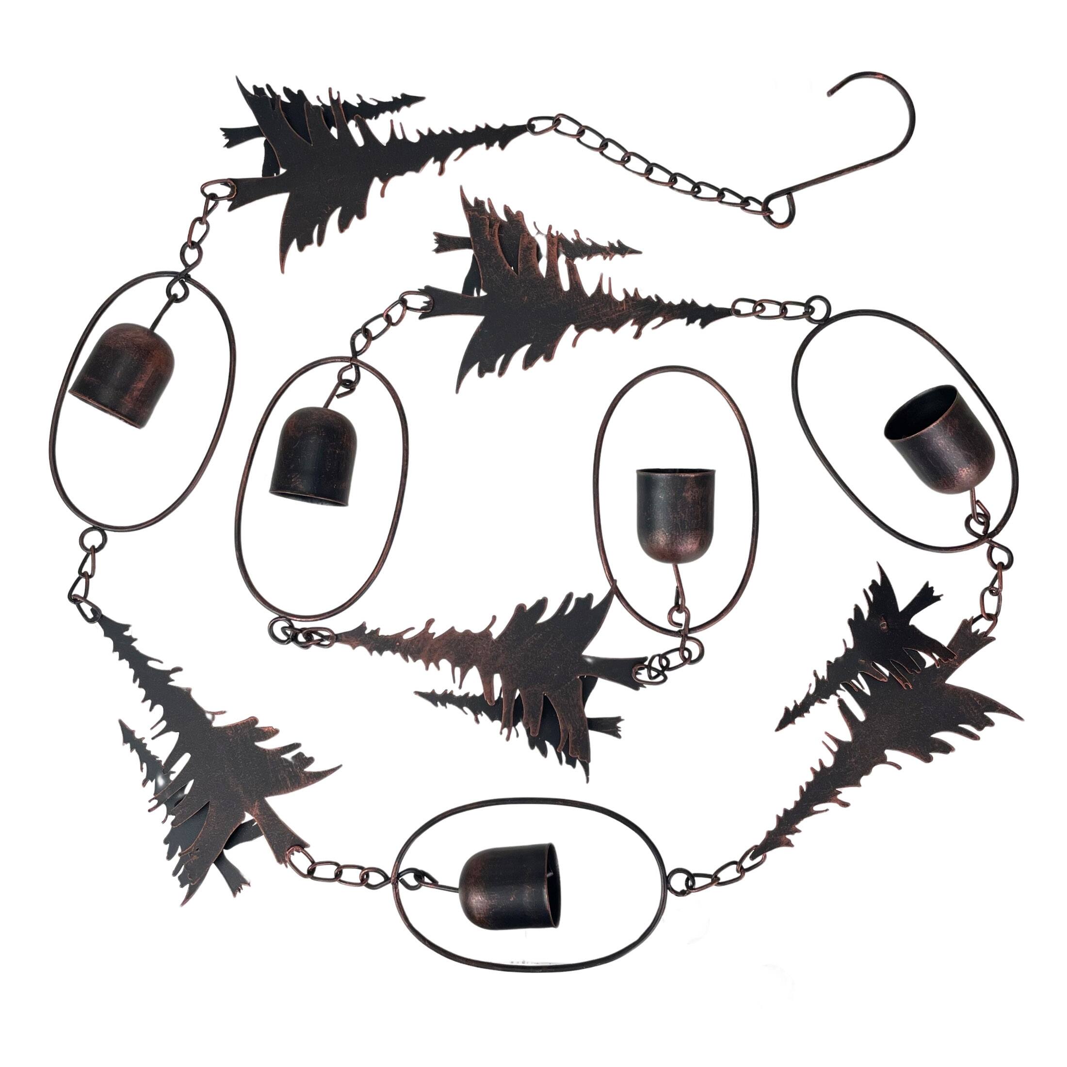 "Things2Die4 - 70"" Metal Rain Chain - Forest Trees & Zen Bells, Aged Bronze, 3.25"" Diameter - Brown" price history on PriceWatchPro