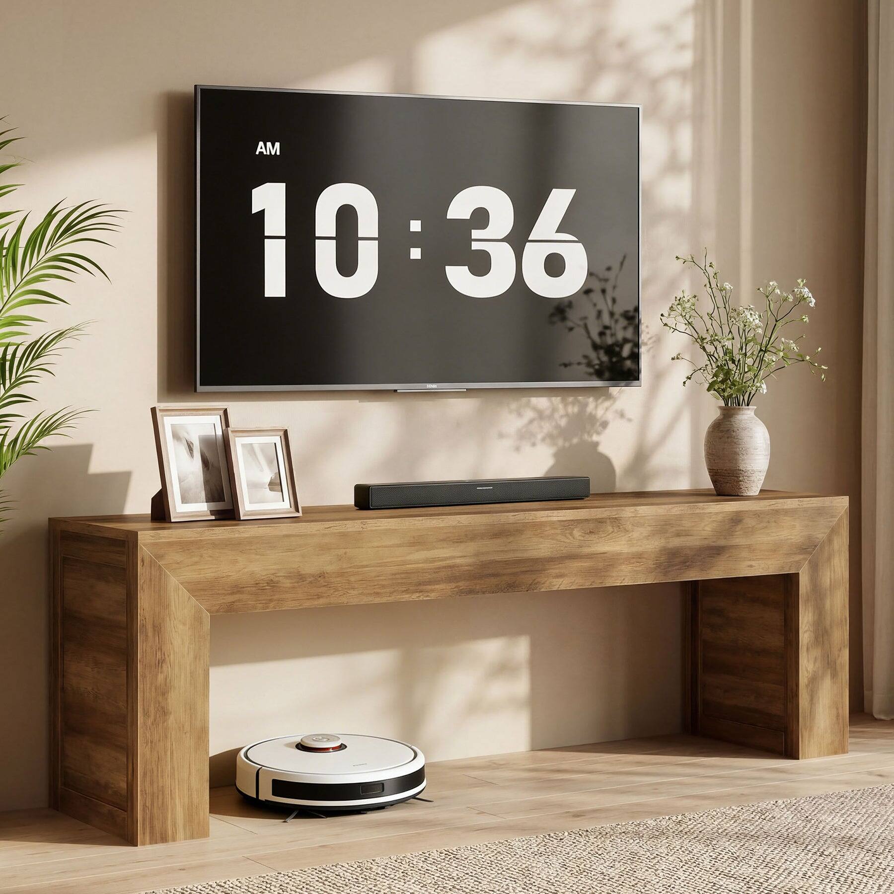 Front. Tribesigns - Office Media Console, For Media Equipment and Storage in Meeting Rooms and Reception Areas - Brown.