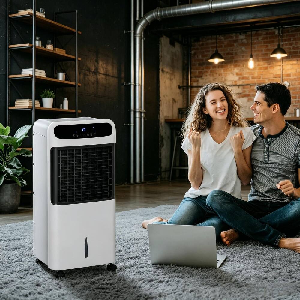 Angle. Loheer - Loheer 3-In-1 Evaporative Air Cooler Portable Ice Cooling Fan with Remote 3.2 Gal Oscillating Room Cooler for Bedroom.
