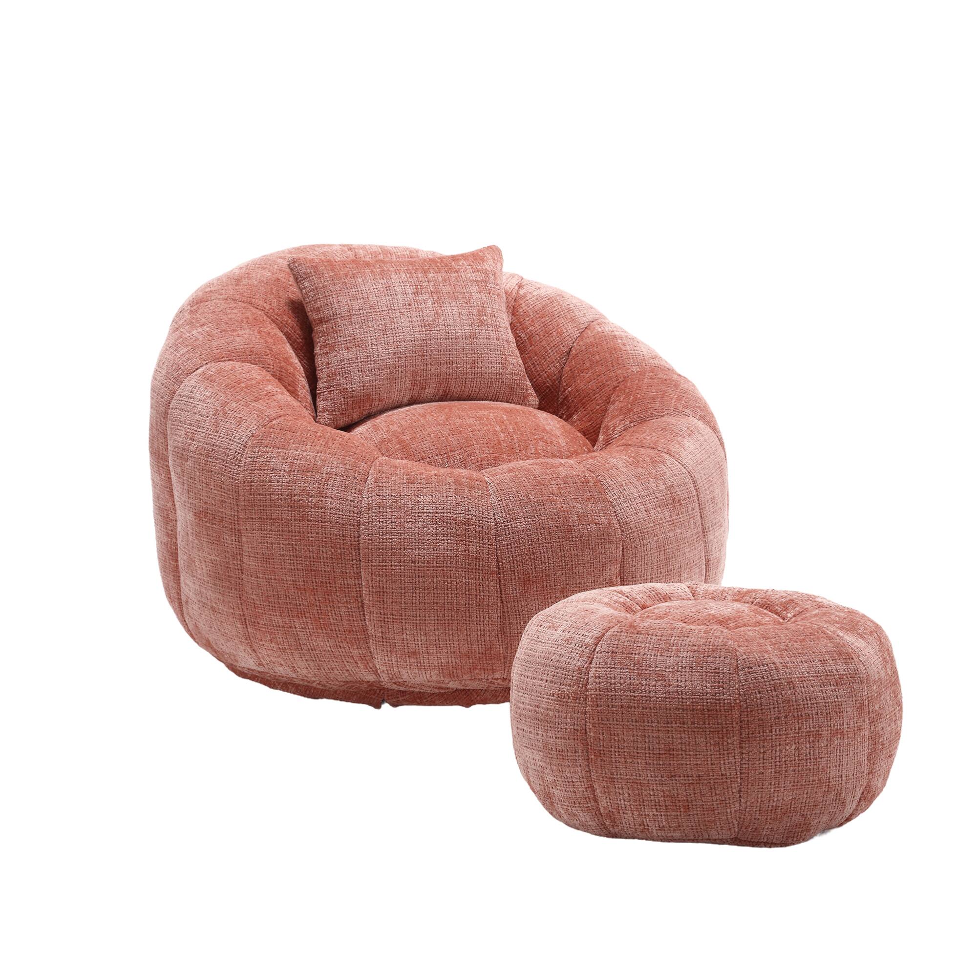 Alt View 8. GOODSILO - Modern Round Bean Bag Chair with Ottoman - Ultra Comfortable Lounge Sofa for Living Spaces - Pink.