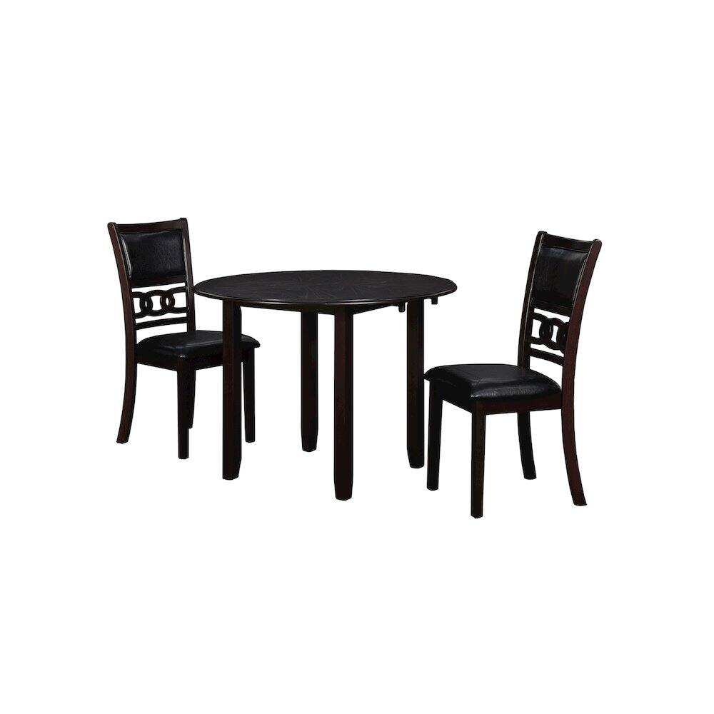 Left. New Classic Furniture - Gia 3-Piece 42" Wood Drop Leaf Dining Set - Brown.