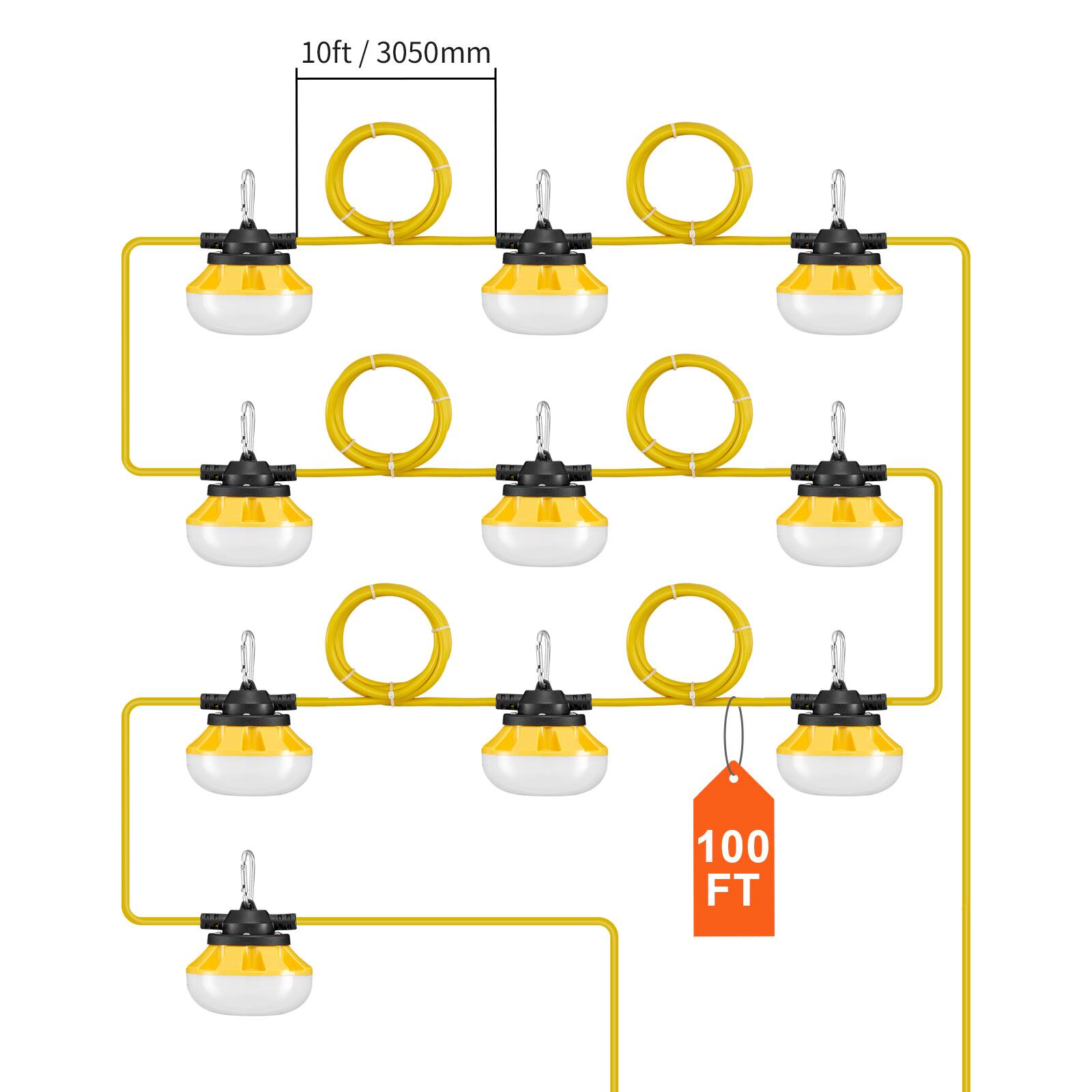 10ft / 3050mm  
100 FT