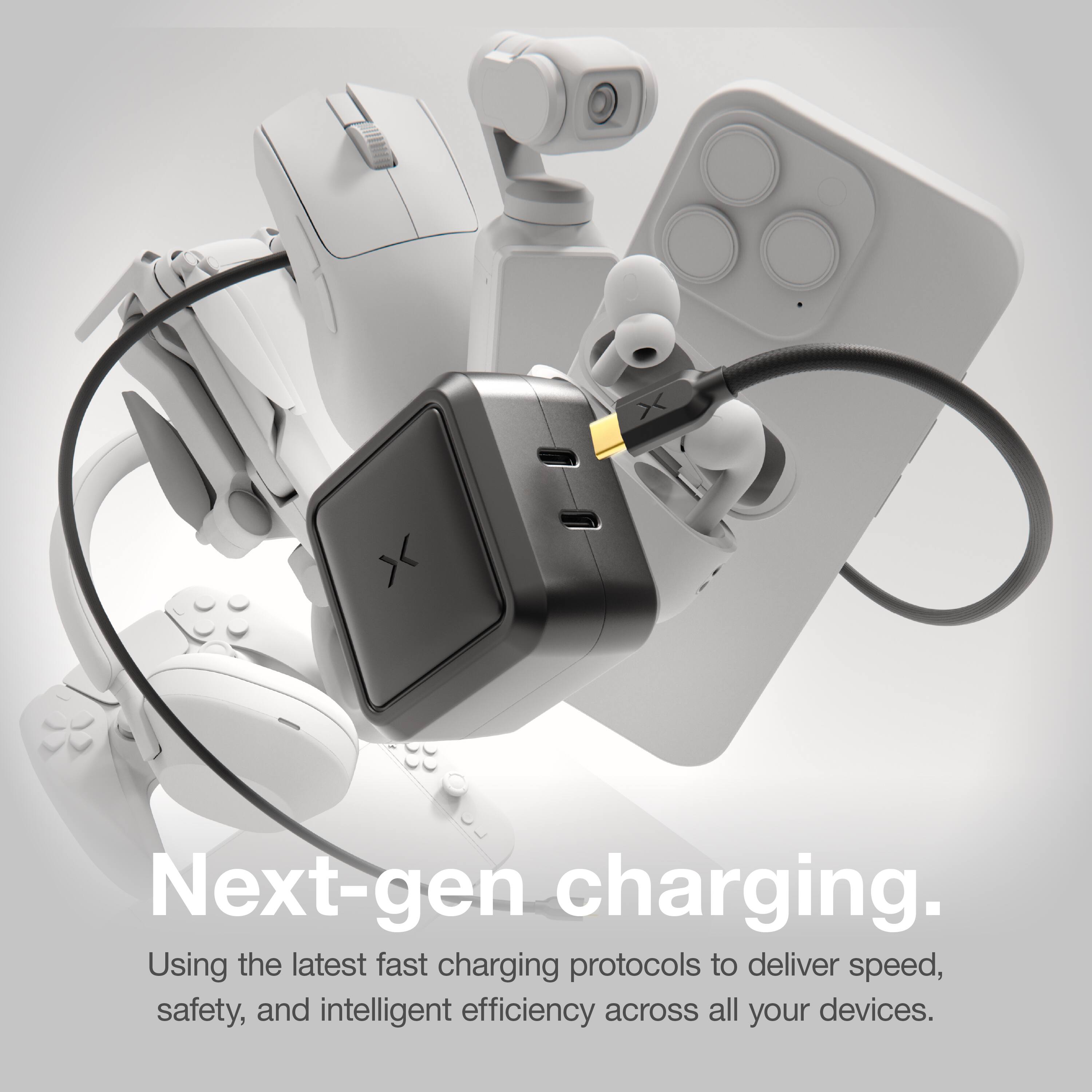 Next-gen charging.  
Using the latest fast charging protocols to deliver speed, safety, and intelligent efficiency across all your devices.