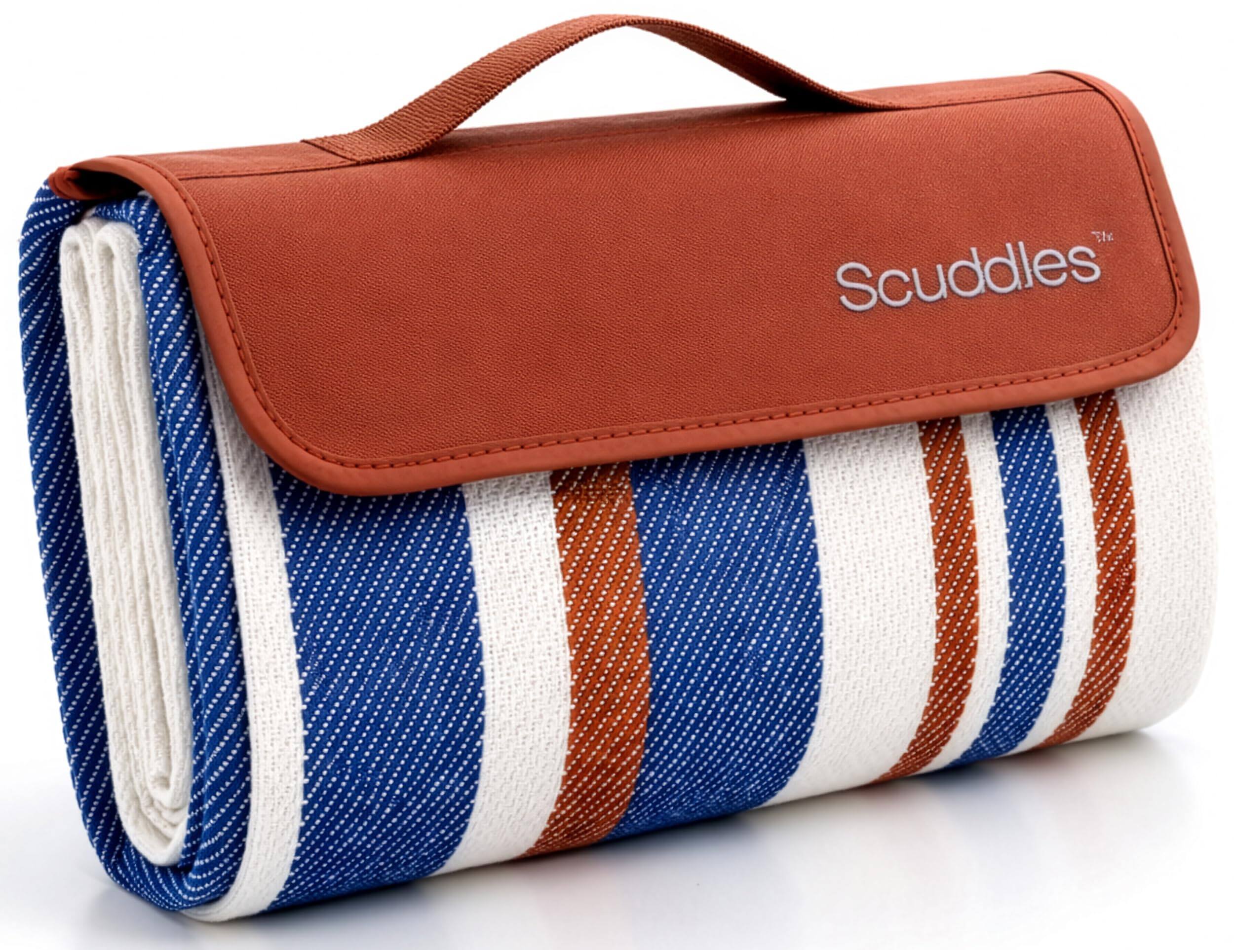 Front. Pyle - Scuddles Extra Large Picnic Blanket – 80" x 80" Waterproof Outdoor Mat with Soft Dual-Layer Comfort, Foldable Sand-Free - Navy.