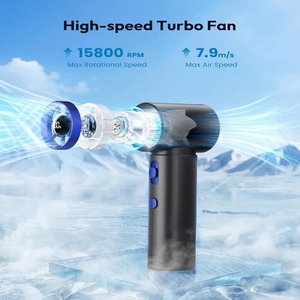 High-speed Turbo Fan

15800 RPM
Max Rotational Speed

7.9m/s
Max Air Speed