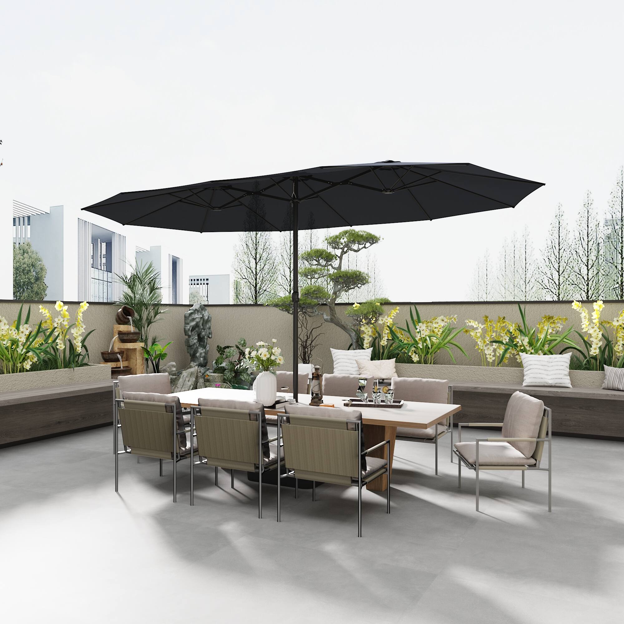 Alt View 9. FUFU & GAGA - FUFU&GAGA Extra - Large Patio Umbrella: Ultimate Shade for Outdoor Spaces - Dark Blue.