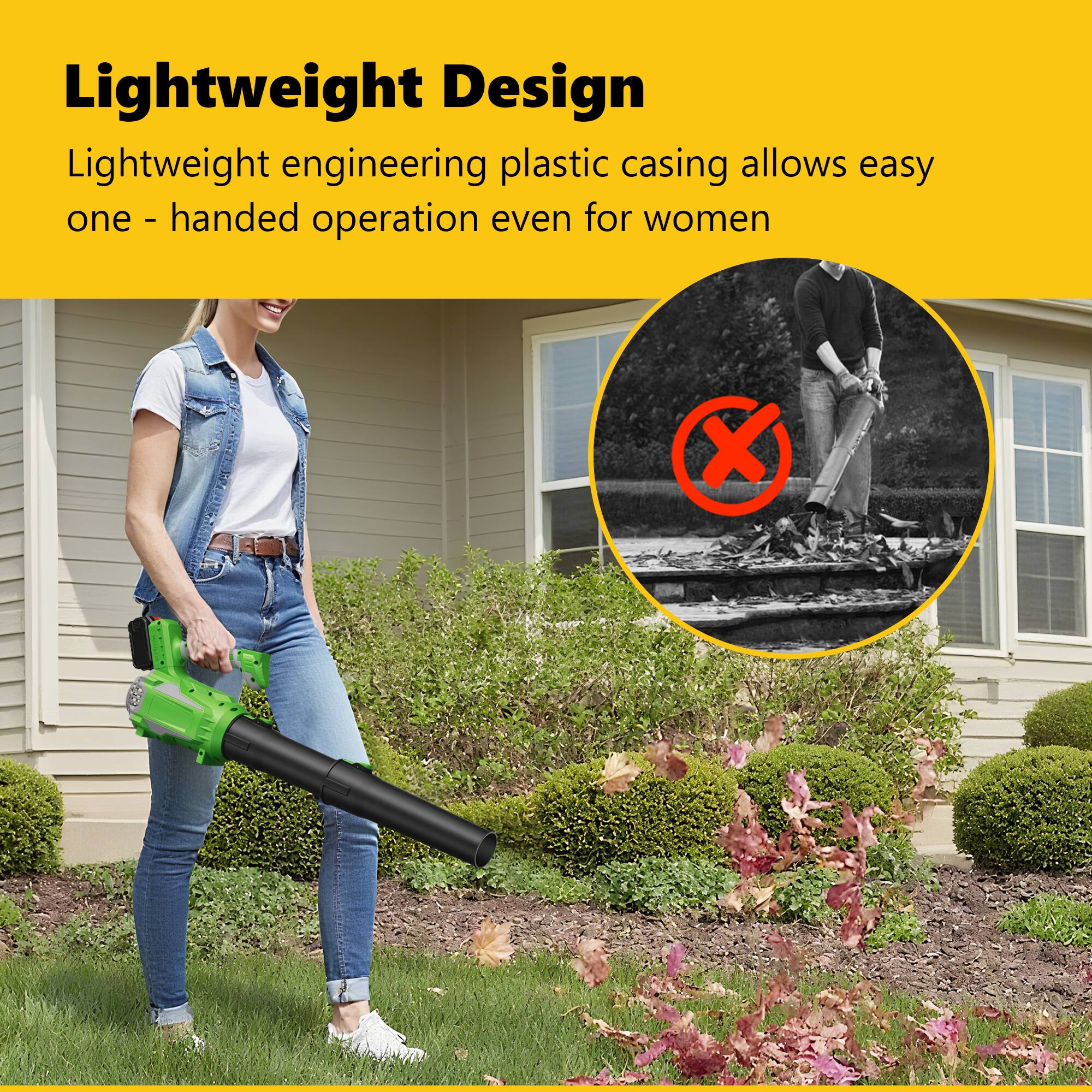 Lightweight Design

Lightweight engineering plastic casing allows easy one-handed operation even for women