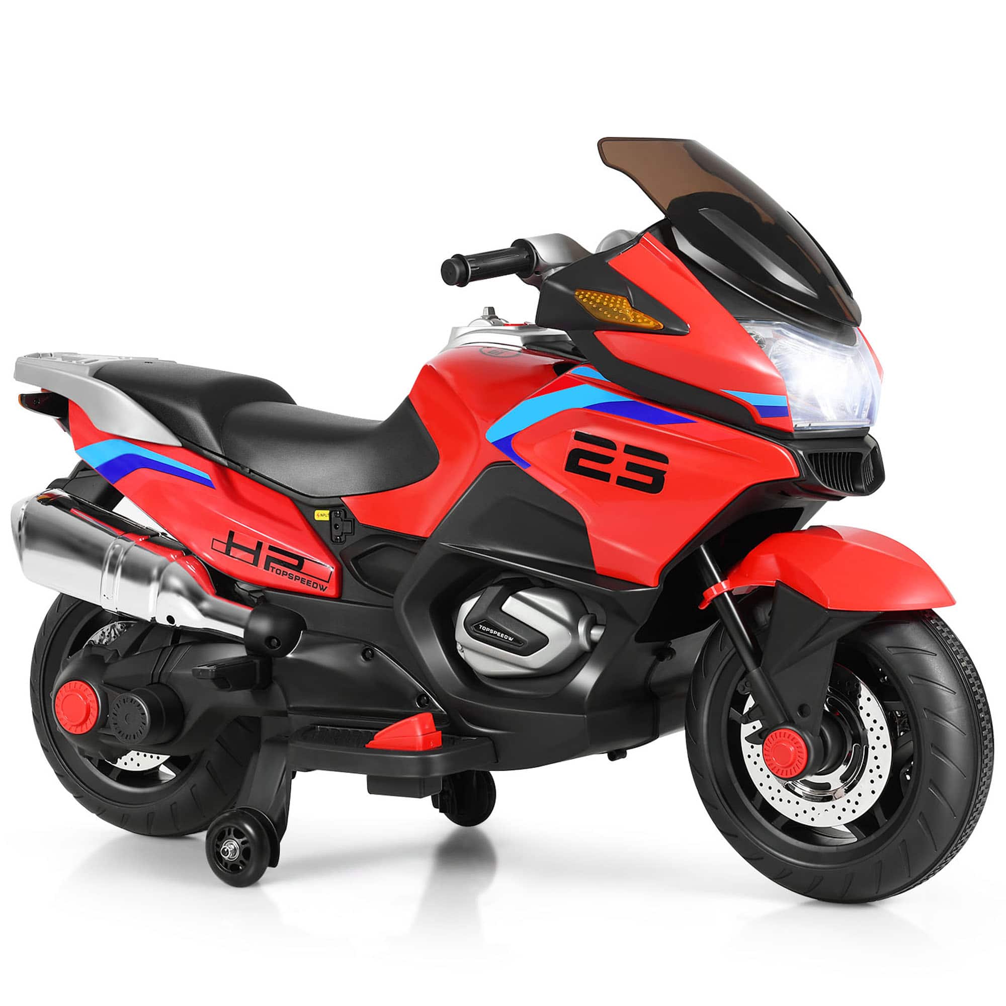 Gymax - 12V Electric Kids Ride On Motorcycle w/ Training Wheels - Red