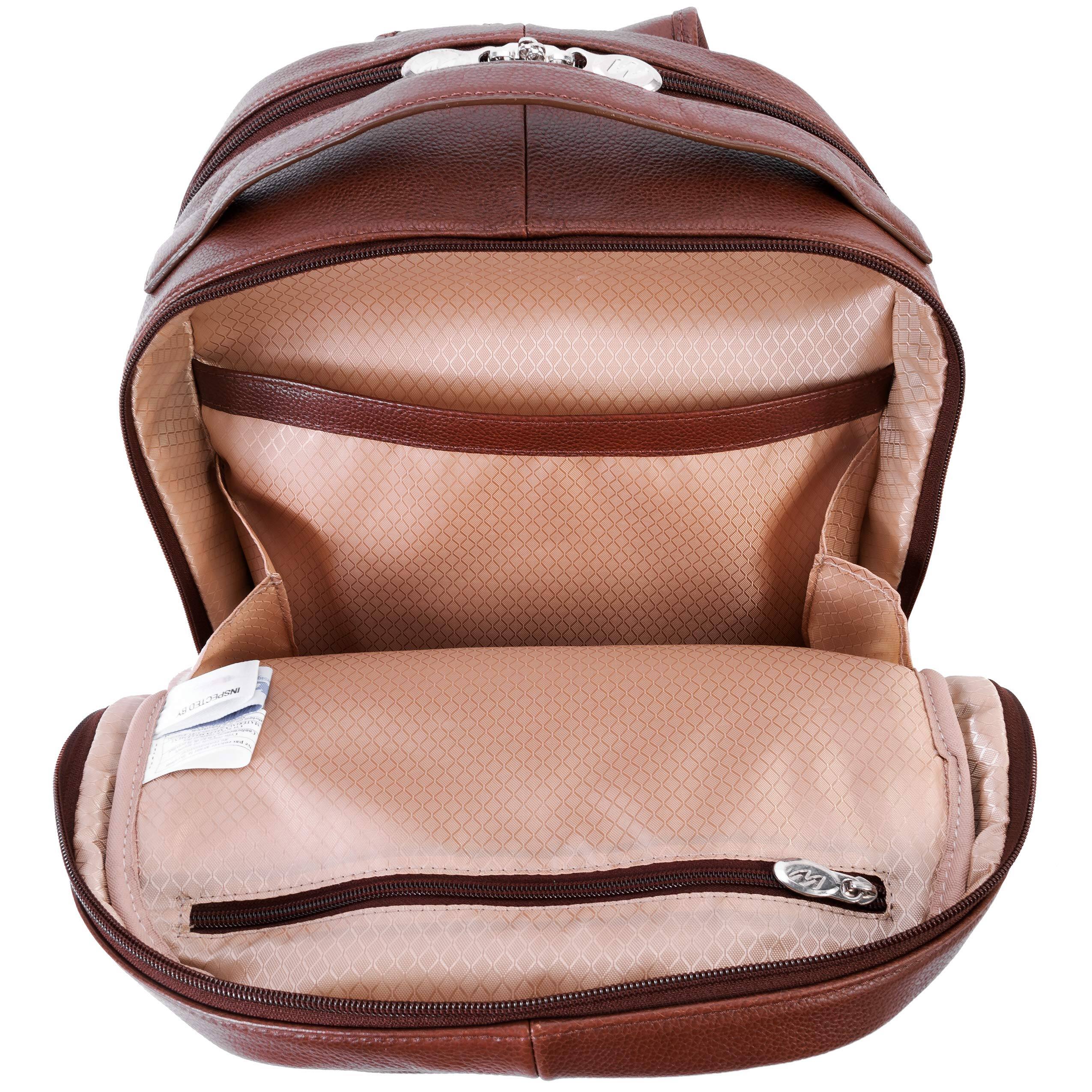 Alt View 3. McKleinUSA - 15" Leather Dual-Compartment Laptop Backpack Pebble-Grain Calfskin Built-In Laptop Protection Tablet Pocket - Brown.
