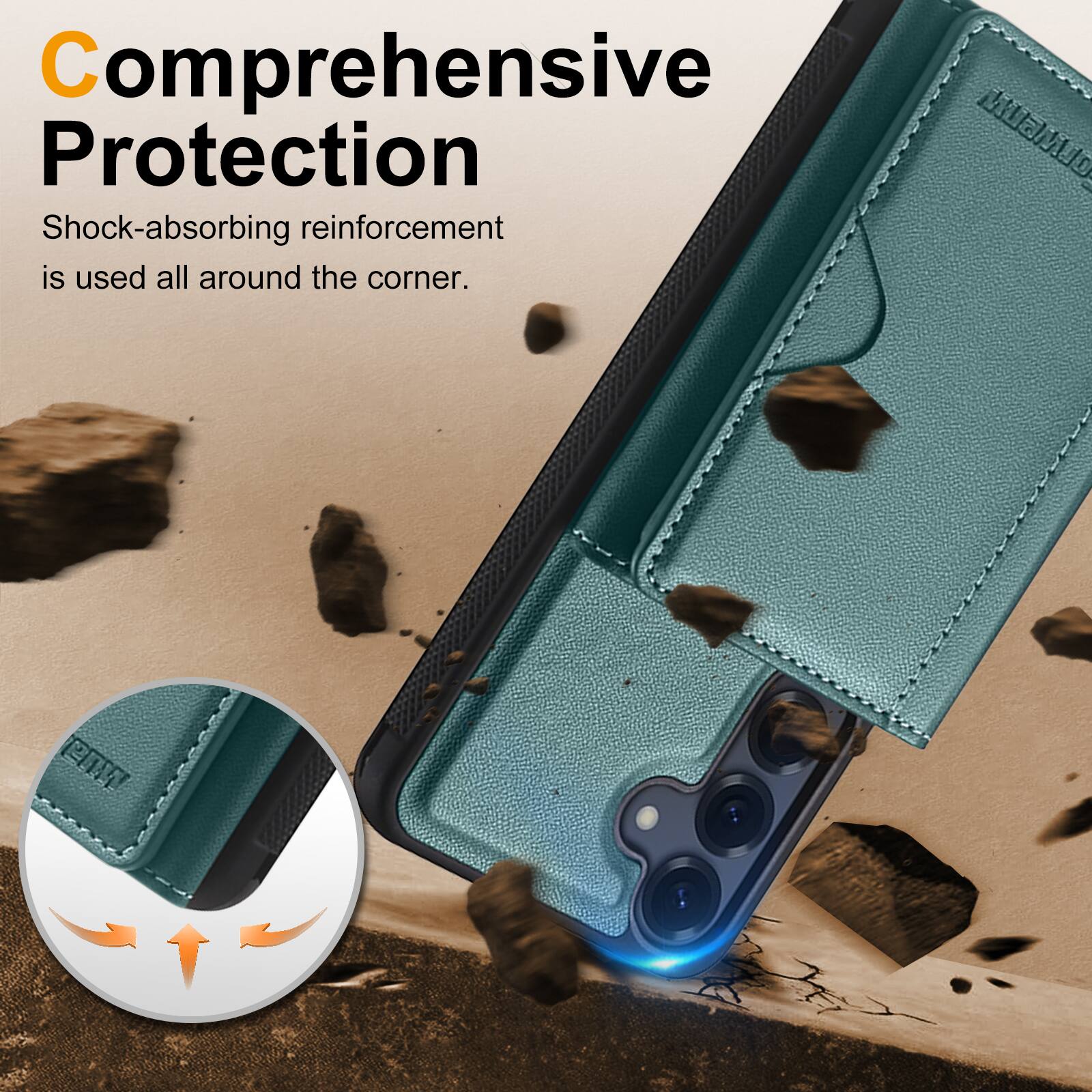 Comprehensive Protection  
Shock-absorbing reinforcement is used all around the corner.