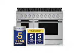 Hauslane - HausPro 48 in. 8 Burners (20,000 BTU) Freestanding Gas Range Range - Stainless Steel