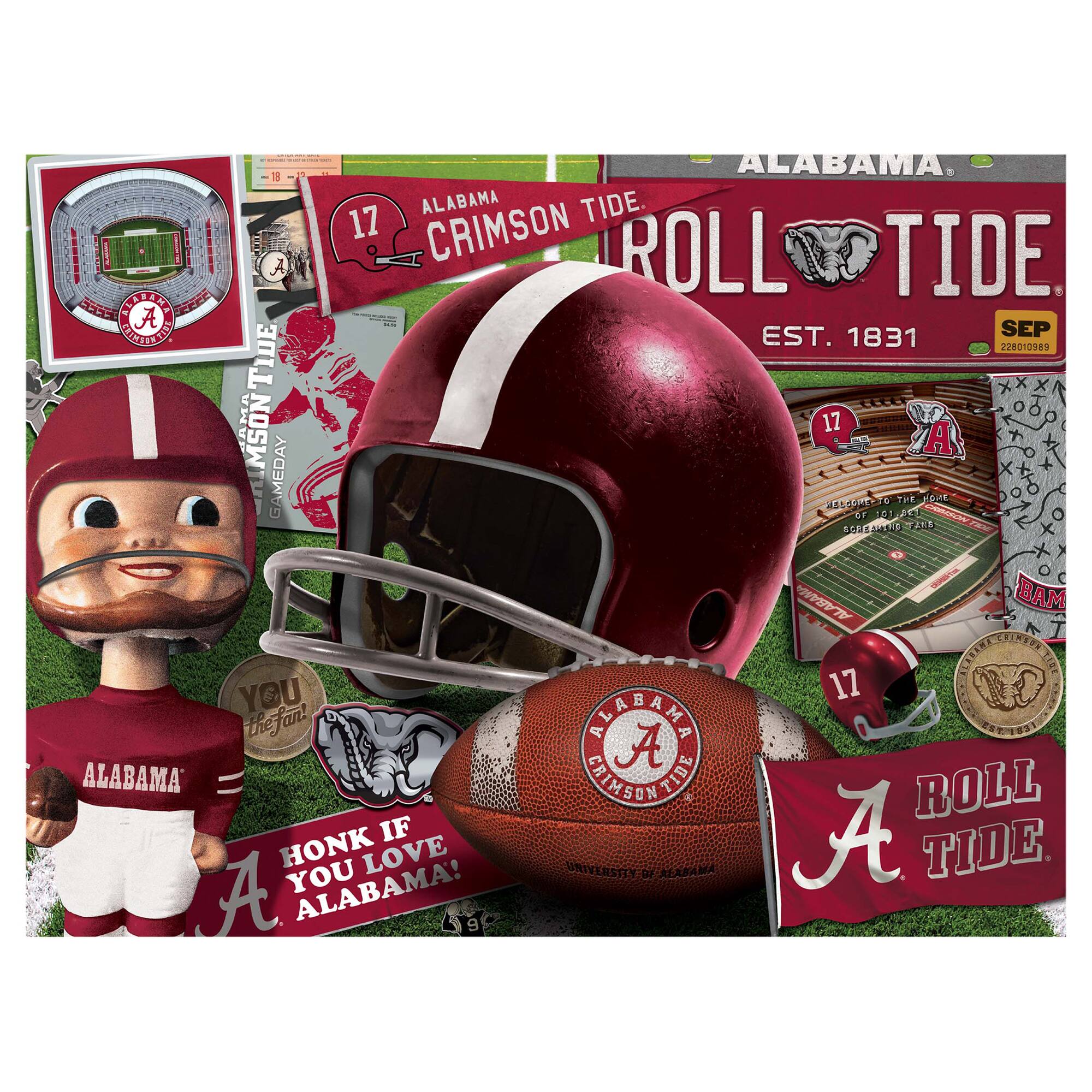 ALABAMA CRIMSON TIDE  
EST. 1831  
ROLL TIDE  
SEP  
22801089  

ALABAMA  
CRIMSON TIDE  
GAMEDAY ASSOCIATION  

17  
WELCOME TO THE RIDE OF YOUR LIFE  
SEPTEMBER 2019  

ALABAMA  
CRIMSON TIDE  

HONK IF YOU LOVE ALABAMA!  

YOU THE FAN  

ROLL TIDE  
UNIVERSITY OF ALABAMA