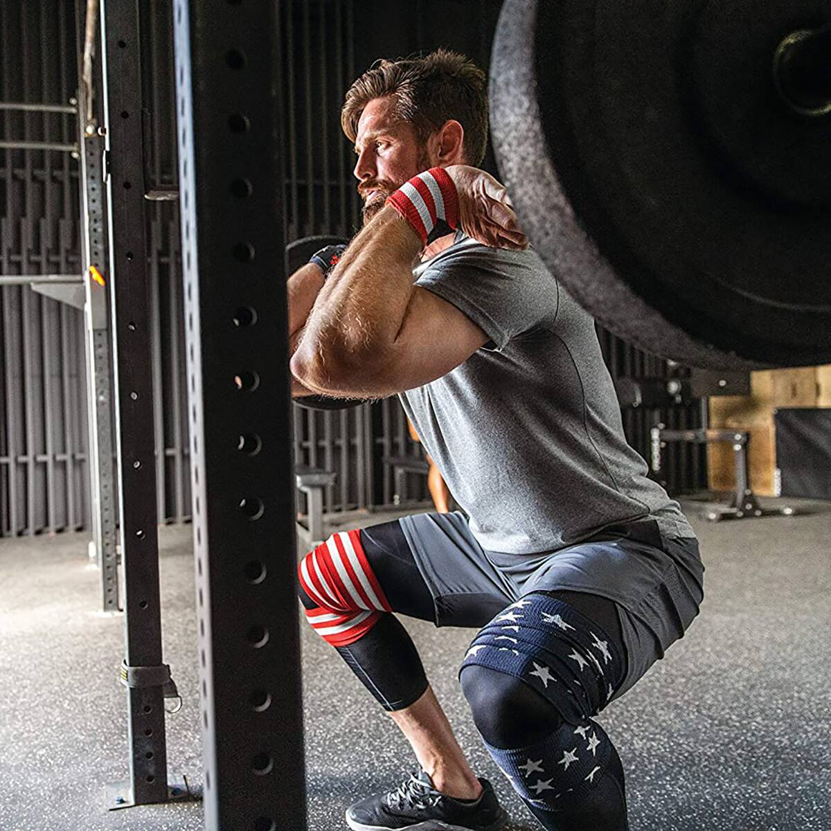 Alt View 3. Harbinger - Harbinger 18" Red Line Weight Lifting Wrist Wraps - Flag - Flag.