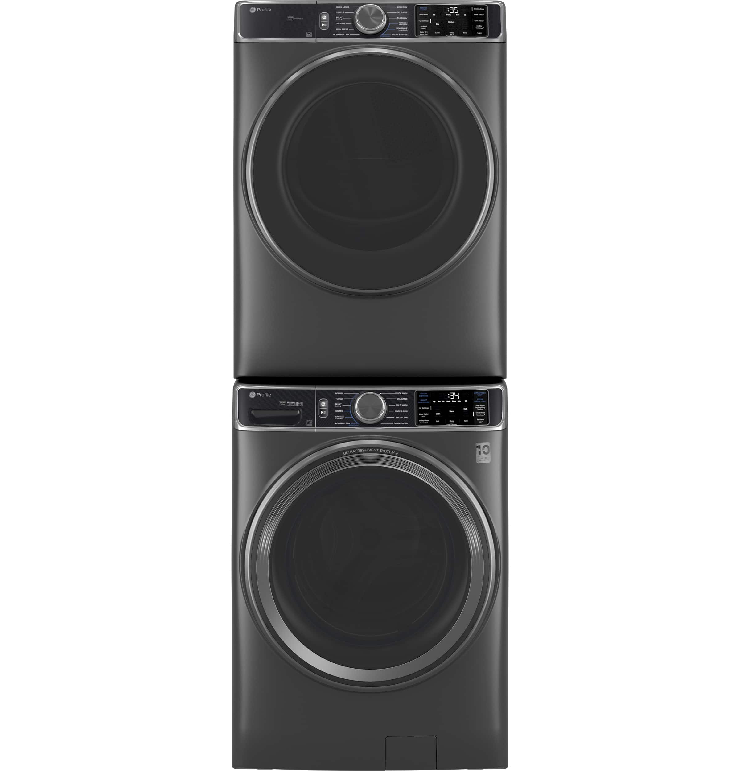 Alt View 18. GE Profile - 5.5 Cu. Ft. High Efficiency Stackable Smart Front Load Washer with Steam and UltraFresh Vent System+ With OdorBlock - Carbon Graphite.