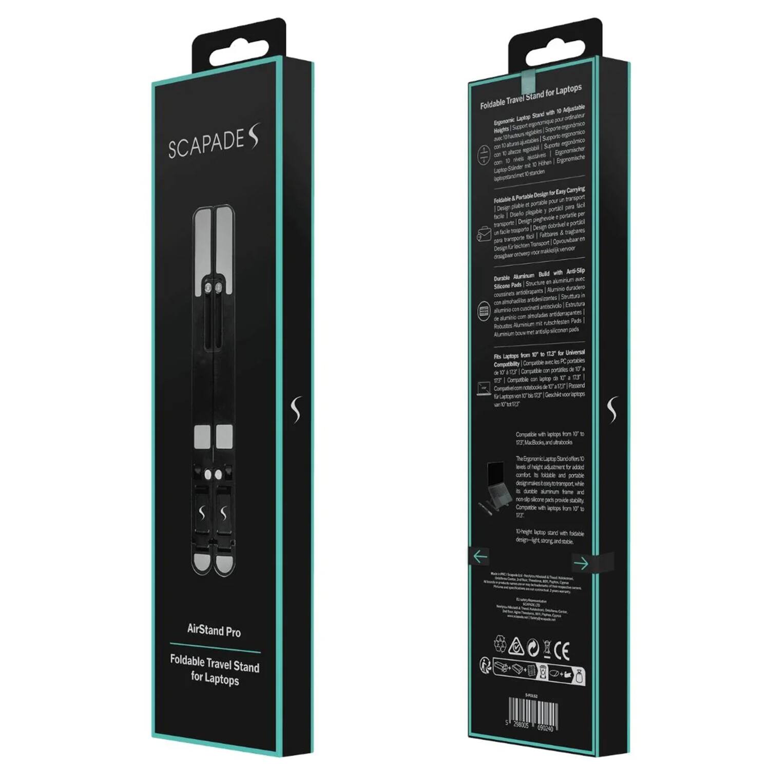 SCAPADE

AirStand Pro

Foldable Travel Stand for Laptops

- Ergonomic Laptop Stand with Adjustable Height
- Foldable & Portable Design for Easy Carrying
- Durable Aluminum with Anti-Slip Pads
- Compatible with Laptops from 11" to 17"