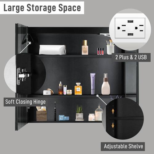 Large Storage Space  
2 Plus & 2 USB  
Soft Closing Hinge  
Adjustable Shelf