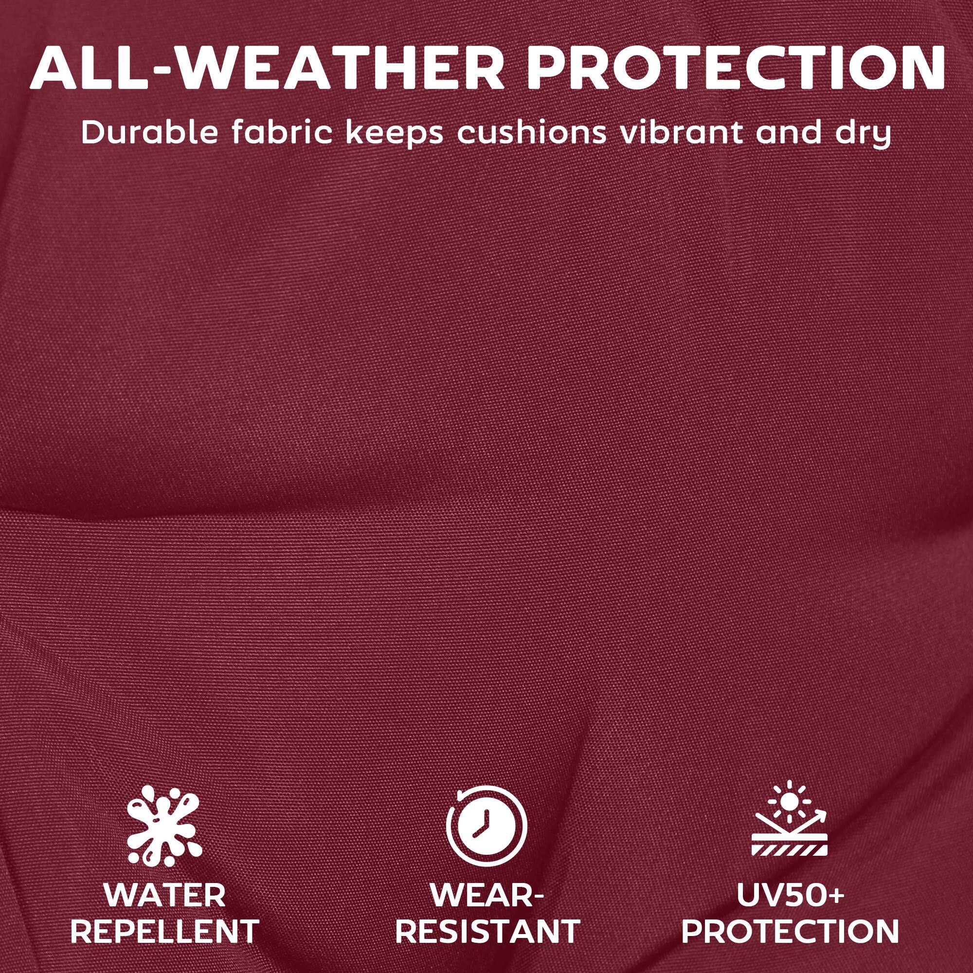 ALL-WEATHER PROTECTION  
Durable fabric keeps cushions vibrant and dry  

WATER REPELLENT  
WEAR-RESISTANT  
UV50+ PROTECTION