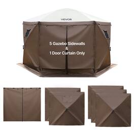 VEVOR - Canopy Sidewalls, 5.67 x 4.85 ft, Canopy Tent Walls with Waterproof and Sunlight Protection, 1 Zippered Door - Brown