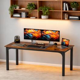 GOODSILO - Industrial Style Desktop Computer Desk with Metal Frame for Home and Office Workspace - Black+Rustic Brown