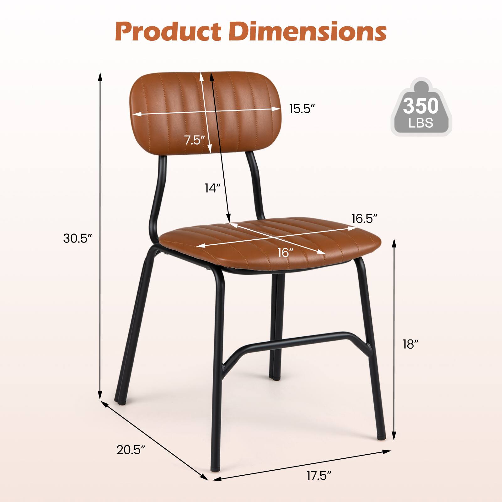 Product Dimensions
7.5"
15.5"
350 LBS
14"
16.5"
30.5"
16"
18"
20.5"
17.5"