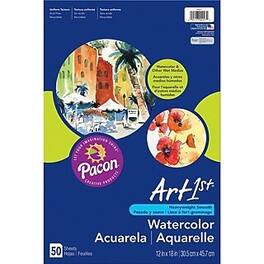 Southwest School Supply - Pacon Art1st Watercolor Paper, White, 12x18" - Brown (33467)
