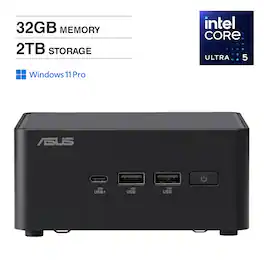 ASUS - NUC Mini Desktop (Ultra 5-135H, 32GB, 2TB SSD, Intel Arc, No OS, Win 11 Pro ) - Black