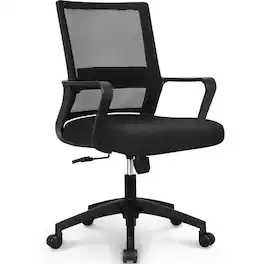 Neo Chair - Ergonomic Mesh Office Chair, Mid Back Desk Chair with Lumbar Support, Adjustable Swivel Wheels - Black