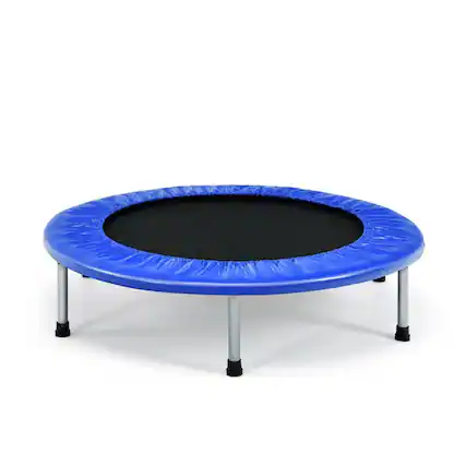 Front. Kadyn - Kids Trampoline, Outdoor Jumper,38 Inch Mini Folding Trampoline Portable Leisure Fitness Backboard-Blue.