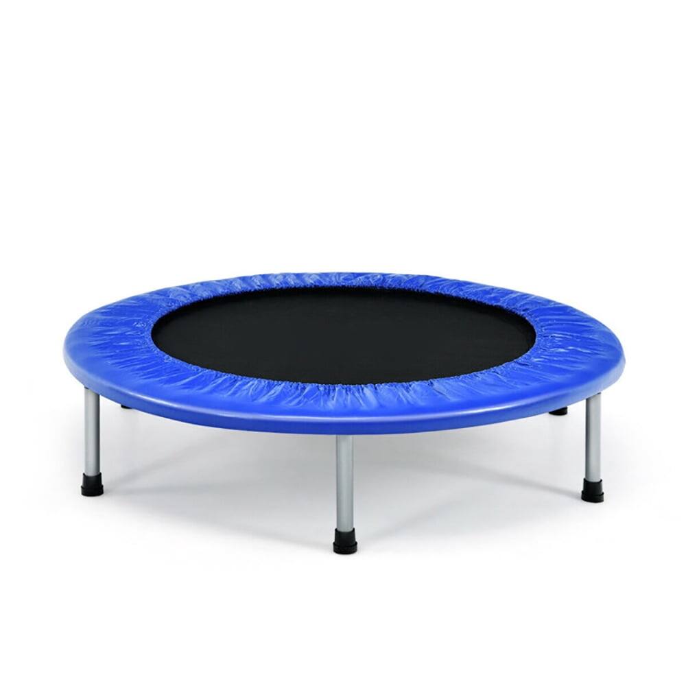 Front. Kadyn - Kids Trampoline, Outdoor Jumper,38 Inch Mini Folding Trampoline Portable Leisure Fitness Backboard-Blue.