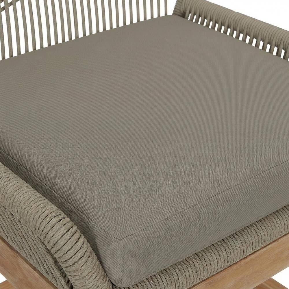 Alt View 1. Outdoor Escape - Teak, Rope Outdoor Counter Stool, Weather-Resistant Material, Patio Use - Gray.