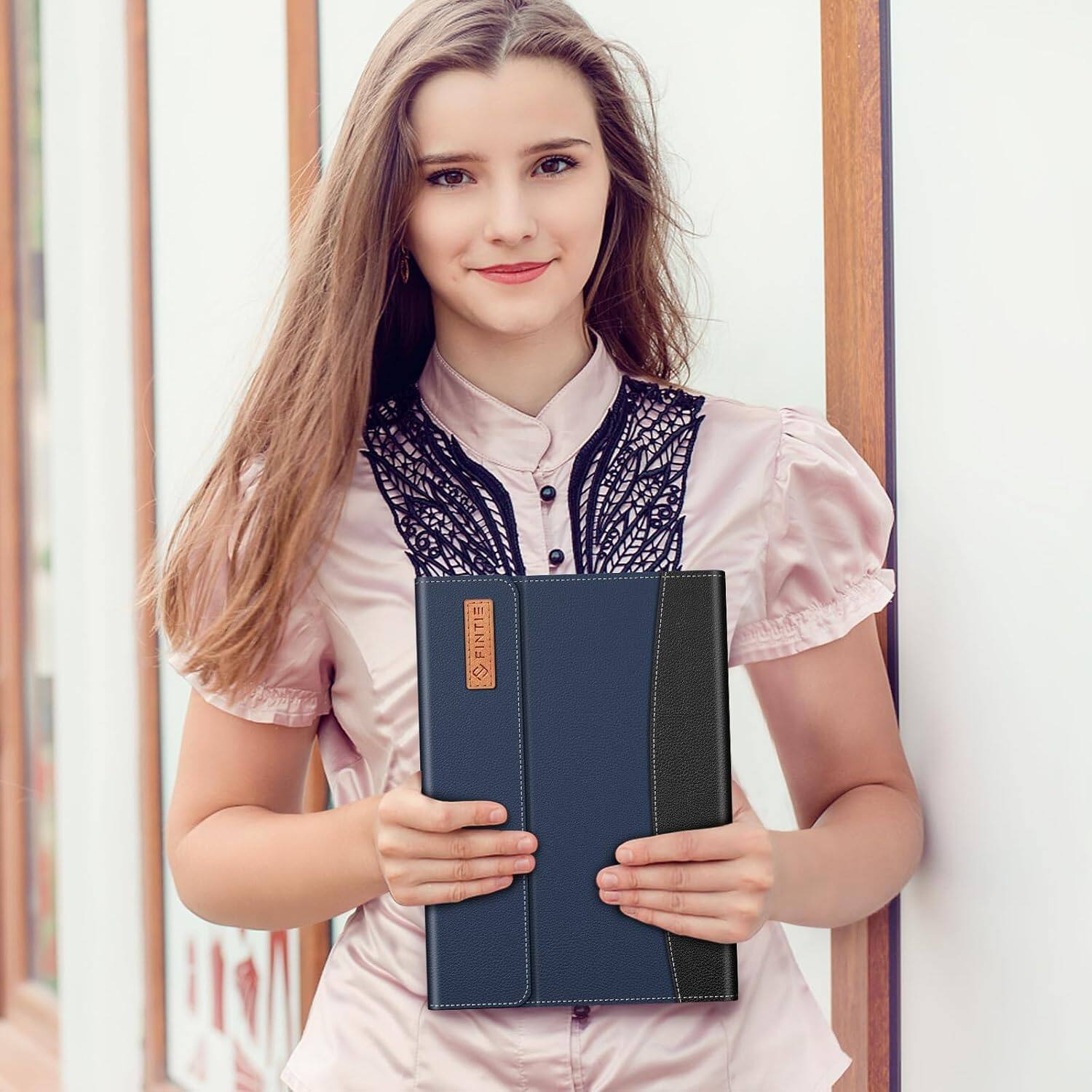 Alt View 2. Fintie - Portfolio Case for Samsung Galaxy Tab S10 Lite/ Tab S10 FE/ Tab S9 FE/ Tab S9, Multiple Angle Business Cover with Pocket - Navy.