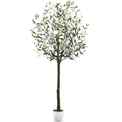 Front. Best Choice Products - Best Choice Products 6.5Ft Artificial Olive Tree, Lifelike Faux Tree, Home Accent Decor w/ Planter Pot, Realistic Trunk - Green.