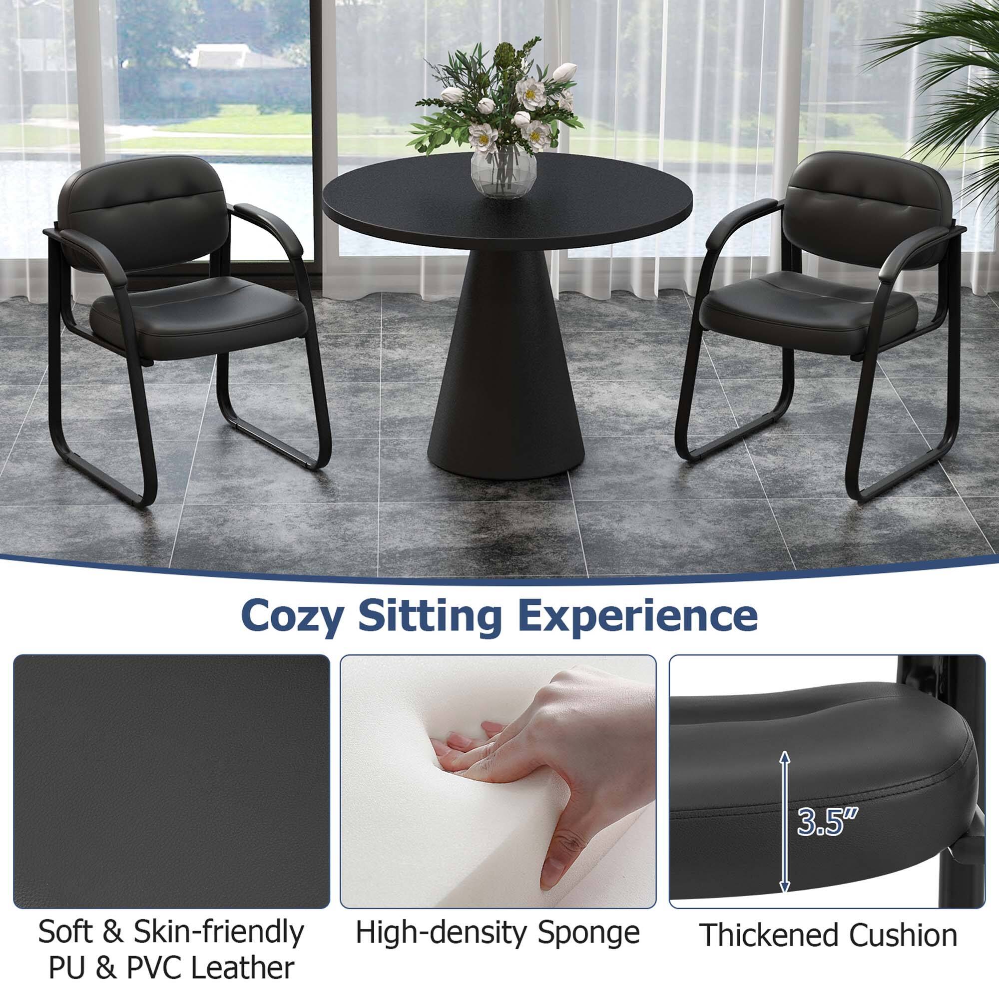 The text on the image reads: "Cozy Sitting Experience 3.5" Soft & Skin-friendly High-density Sponge Thickened Cushion PU & PVC Leather."