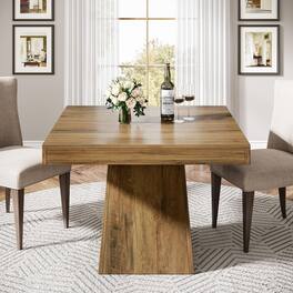Tribesigns - Square Dining Table for 4, 31.5" Farmhouse Small Kitchen Table - Brown