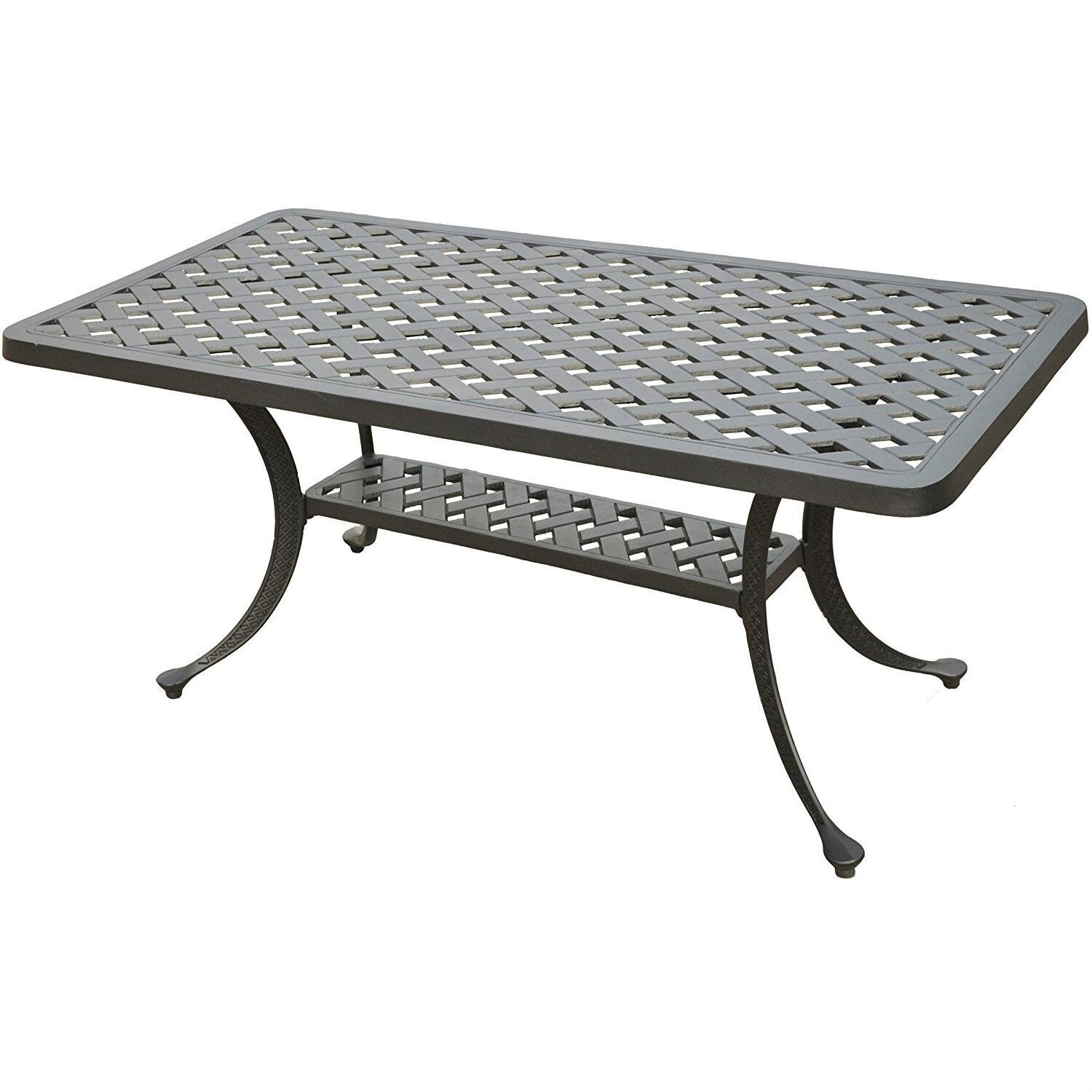 Front. Hivvago - Solid Cast Aluminum 21 x 42 inch Outdoor Patio Dining Cocktail Table - Charcoal - Charcoal.