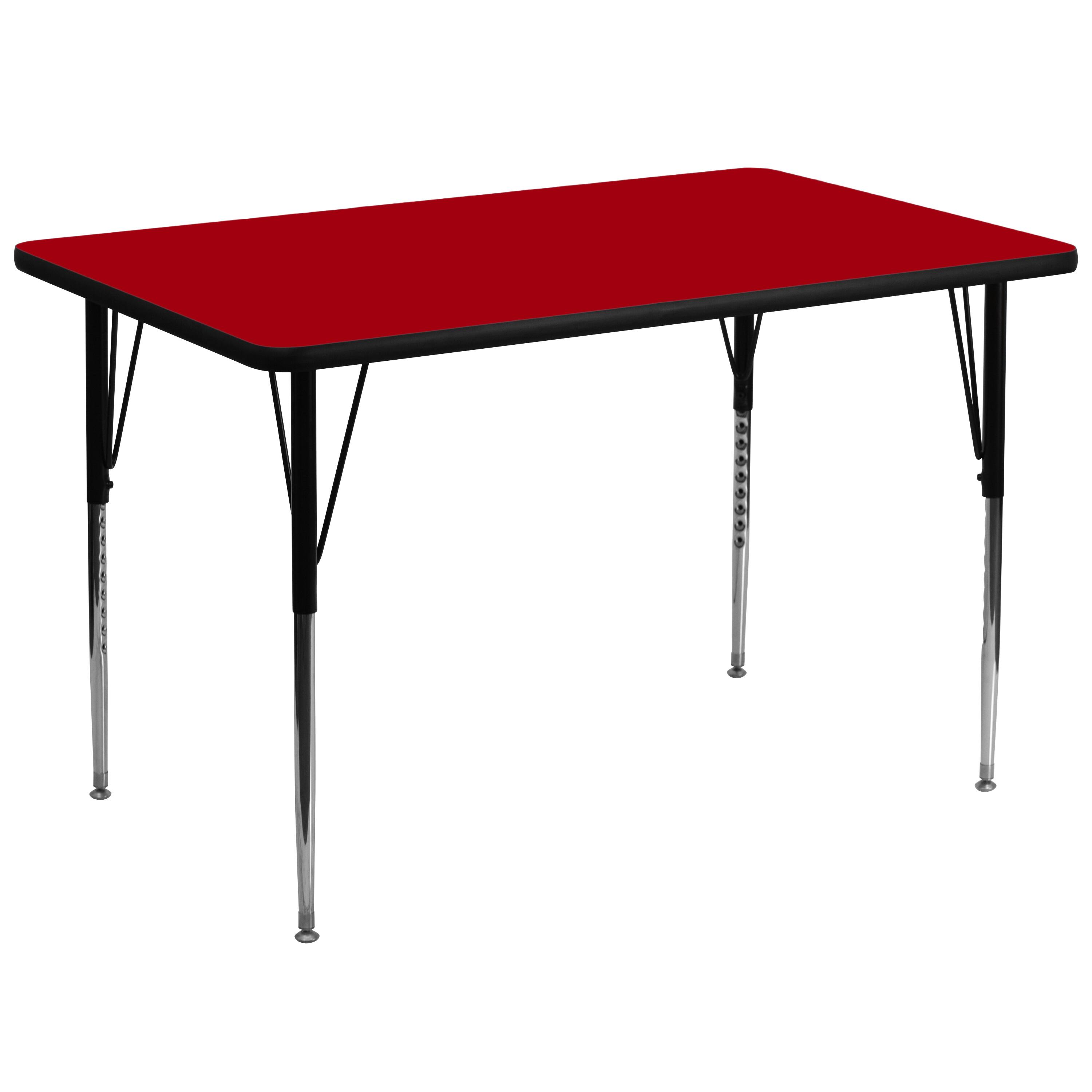 Front. Emma + Oliver - 36x72 Rectangle Laminate Adjustable Activity Table - Red.